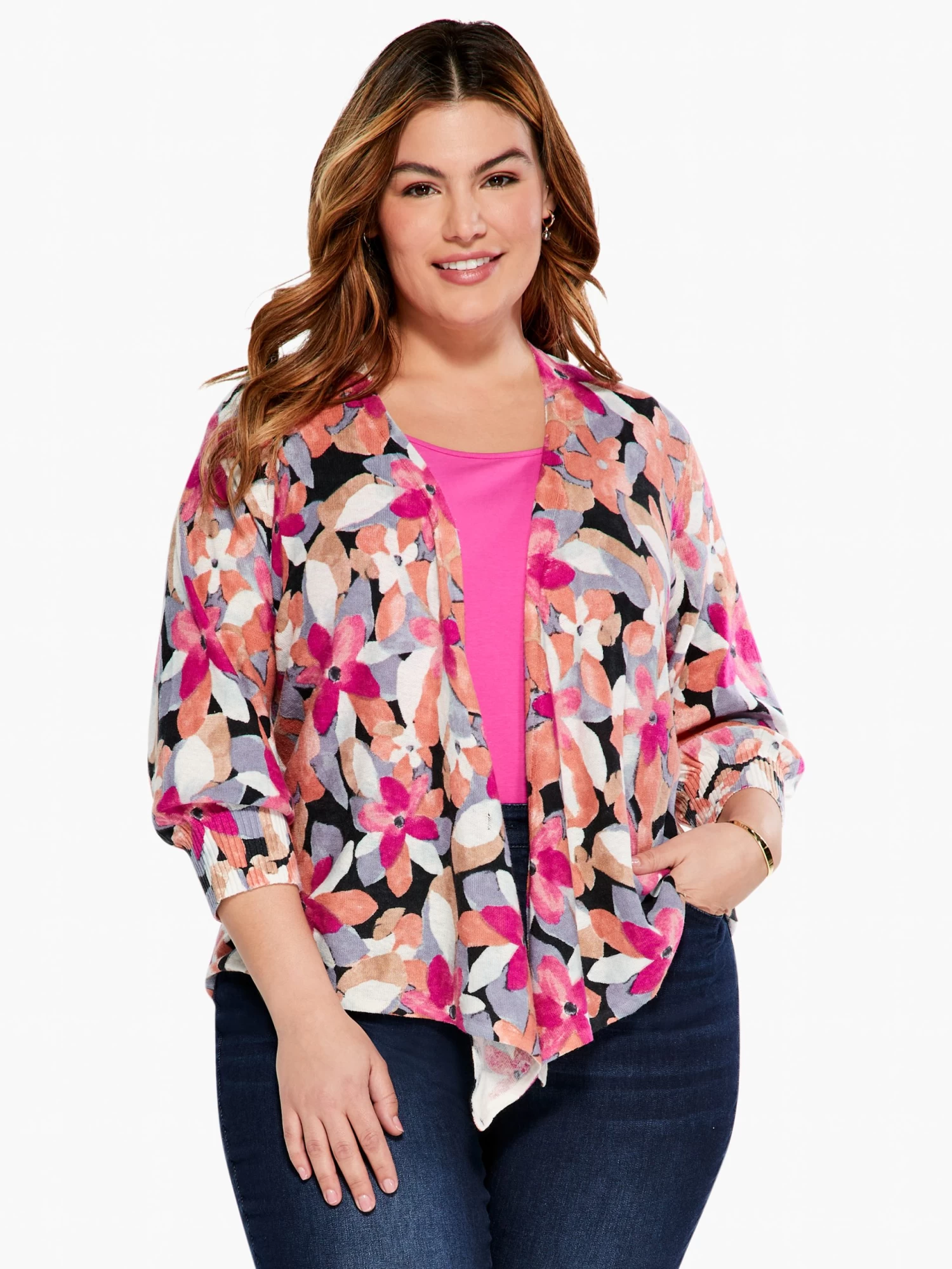 Glowing Petals 4-Way Cardigan PINK MULTI
