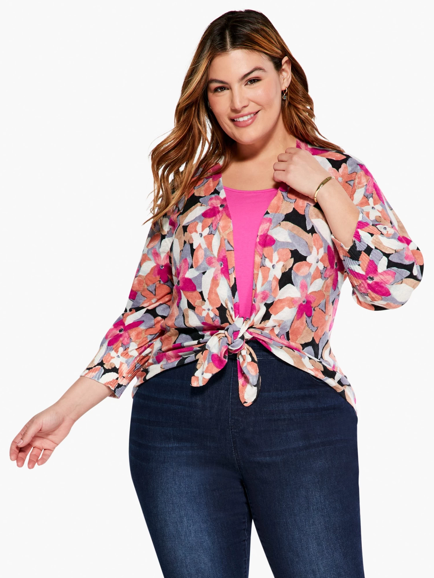 Glowing Petals 4-Way Cardigan PINK MULTI - Image 2