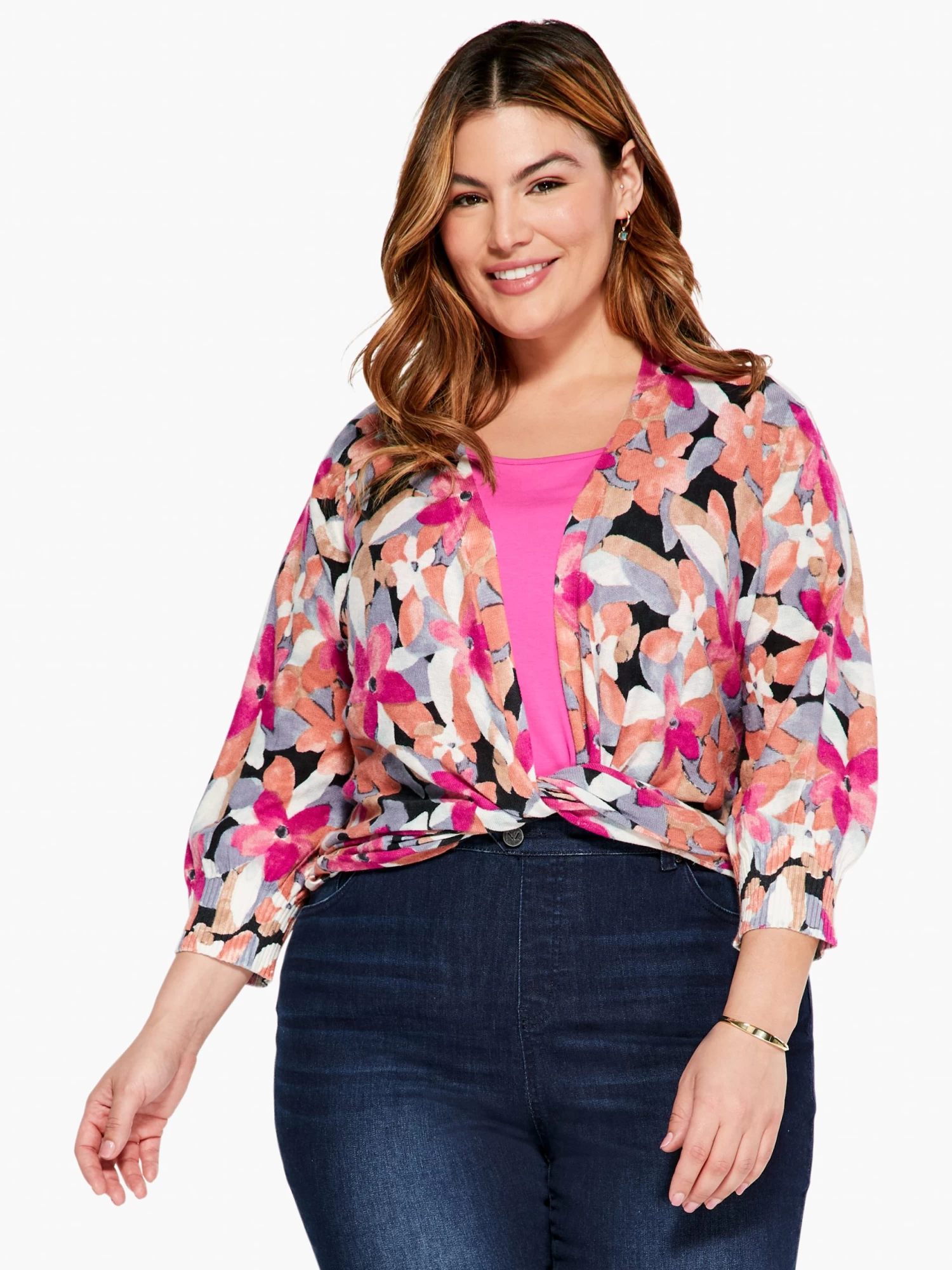 Glowing Petals 4-Way Cardigan PINK MULTI - Image 3