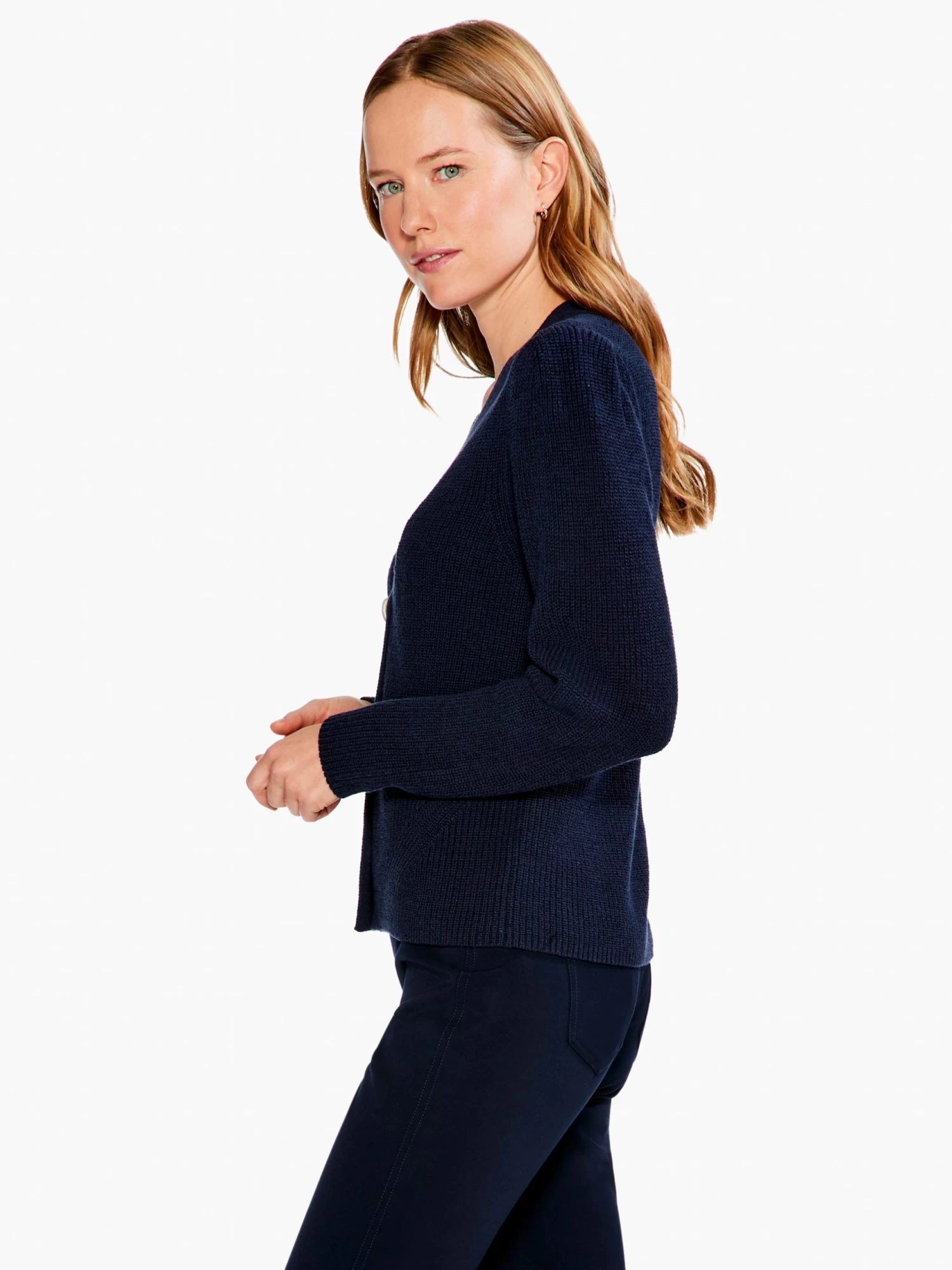 Shaker Knit Cardigan DARK INDIGO - Image 2