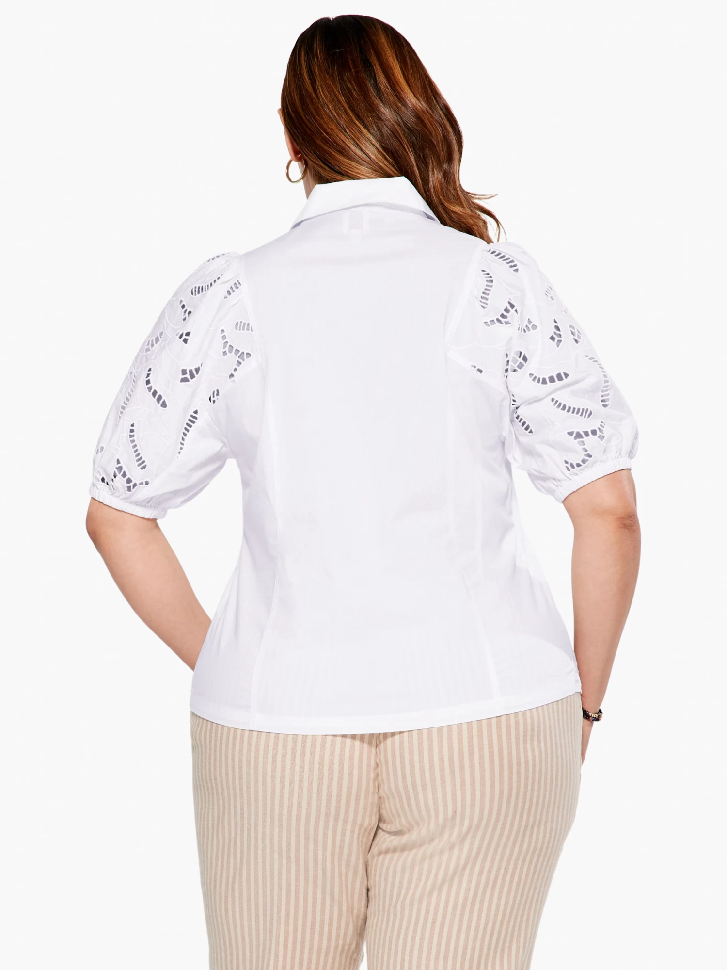 Eyelet Sleeves Shirt PAPER WHITE - Image 4