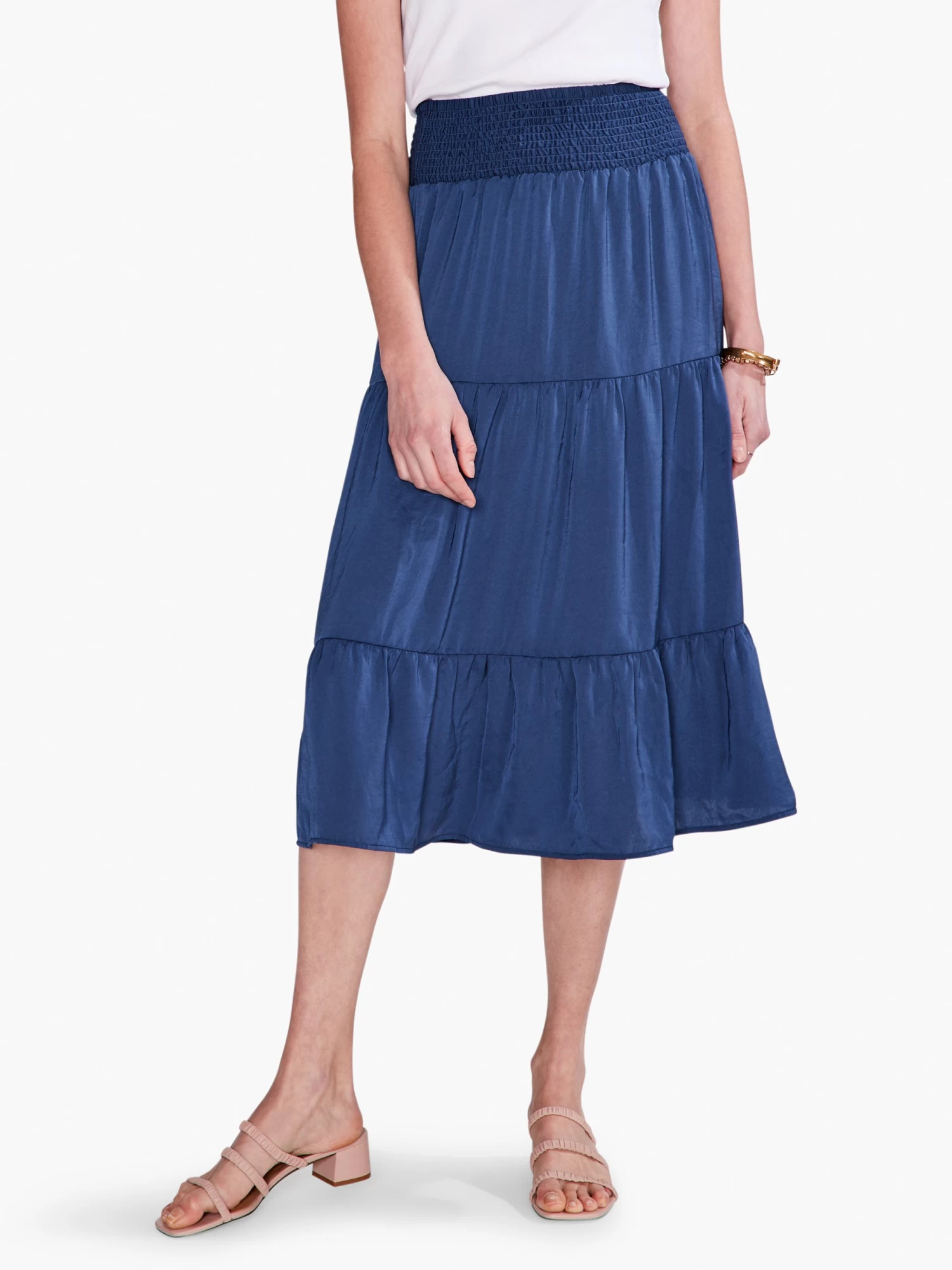 Soft Drape Tiered Skirt DEEP OCEAN