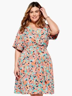 Punchy Petals Dress ORANGE MULTI