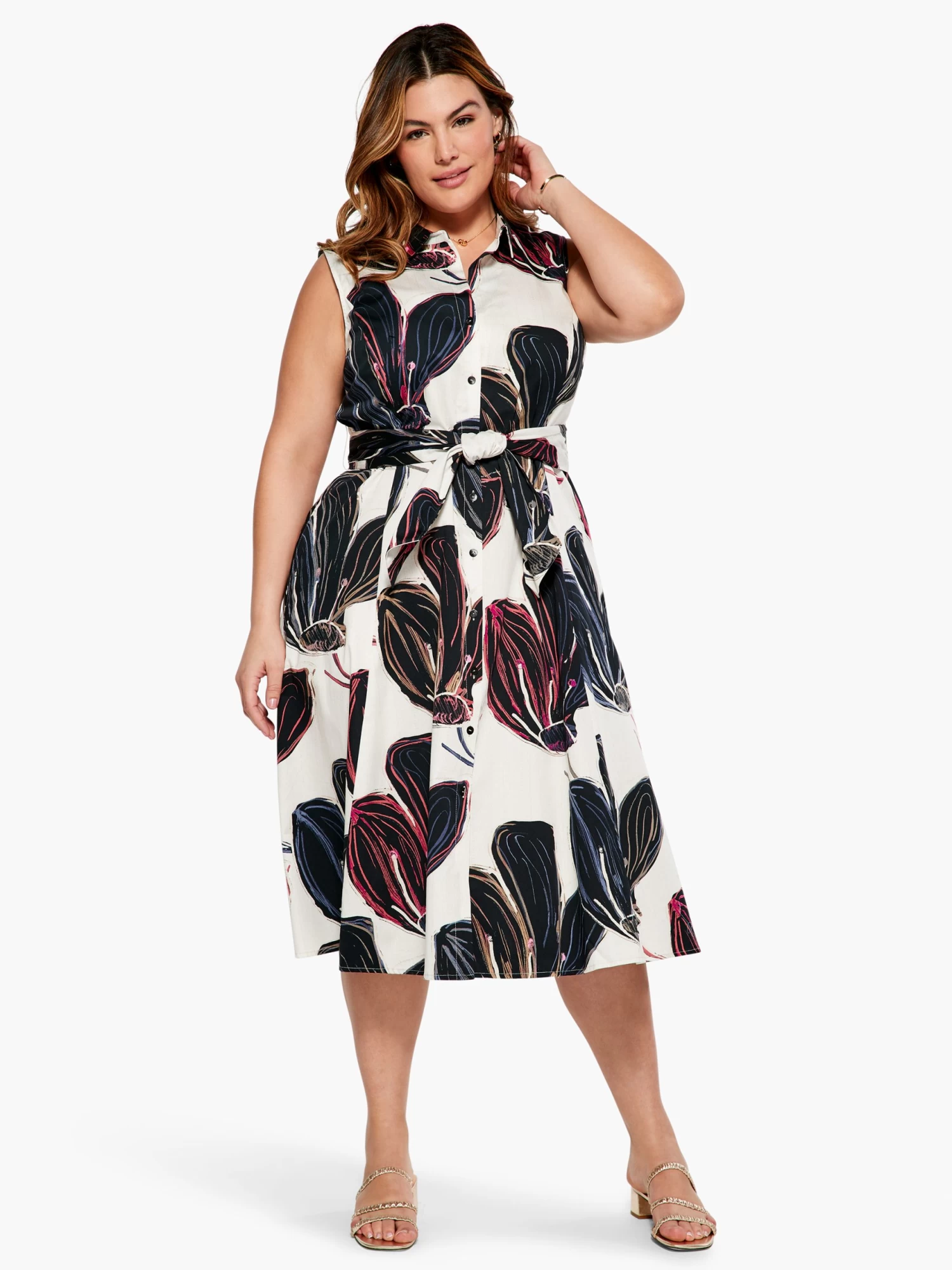 Stamped Flowers Shirt Dress BLACK MULTI - Image 4