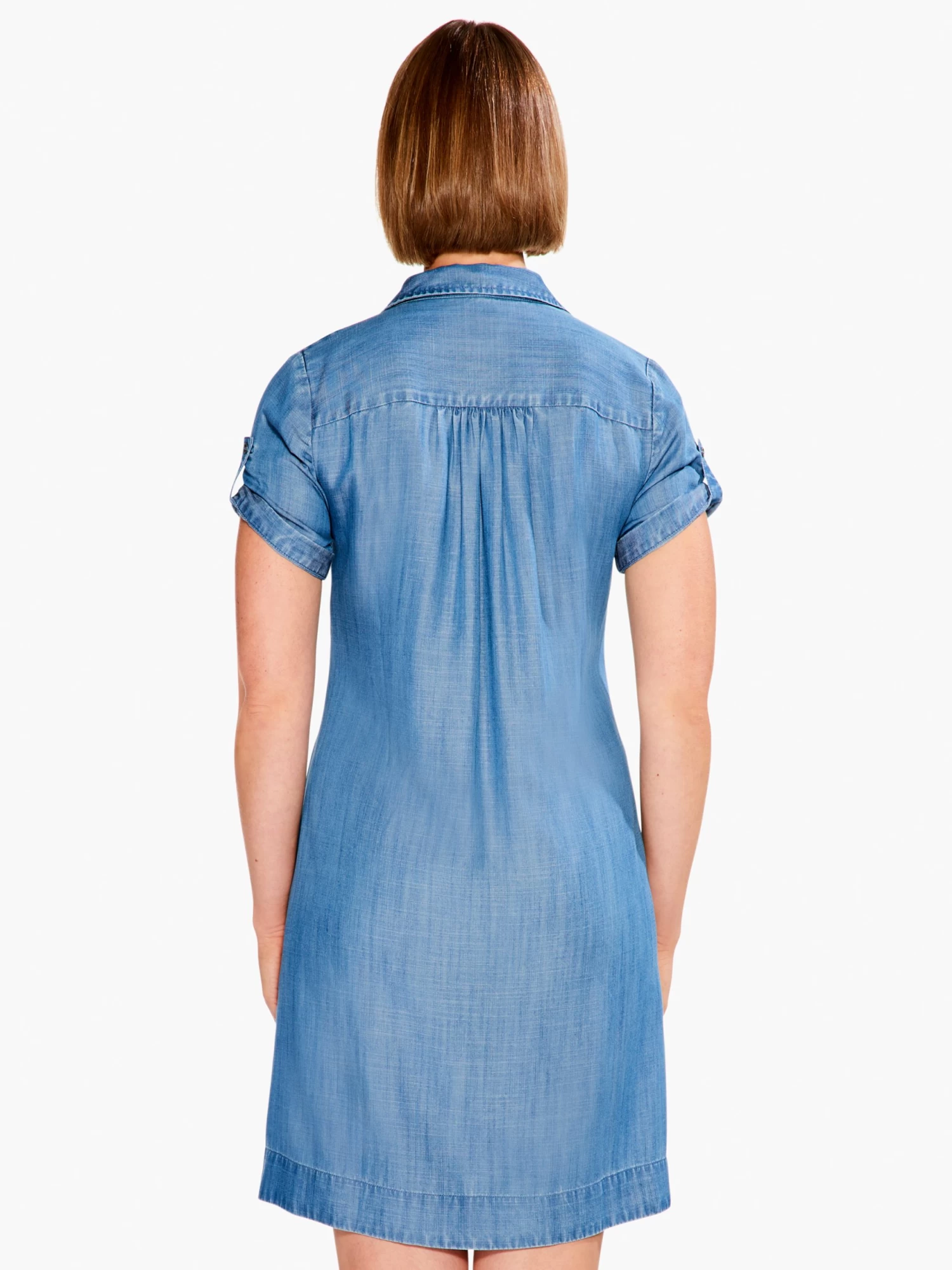 Drapey Denim Shirt Dress MID WASH - Image 3