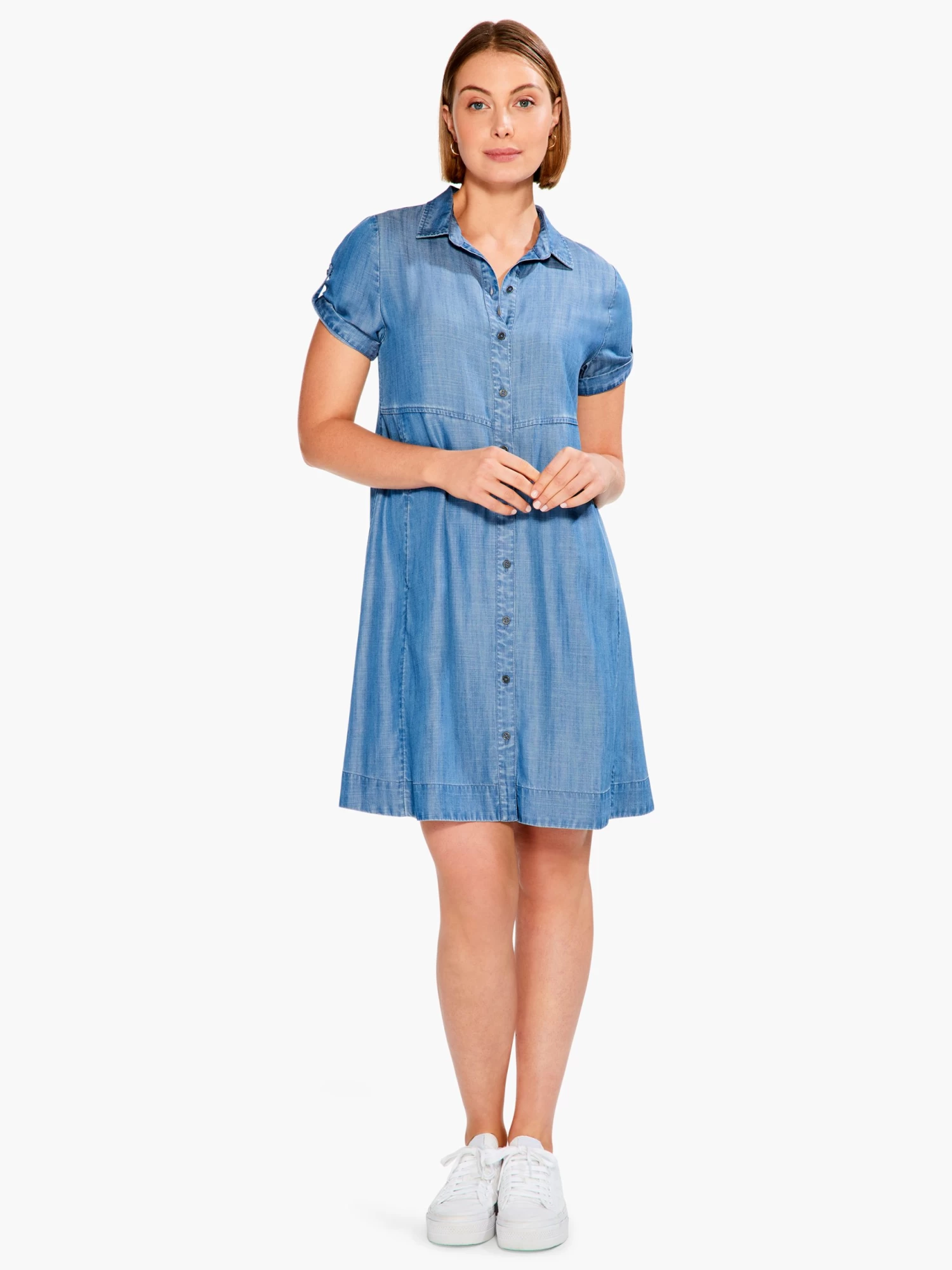 Drapey Denim Shirt Dress MID WASH - Image 4