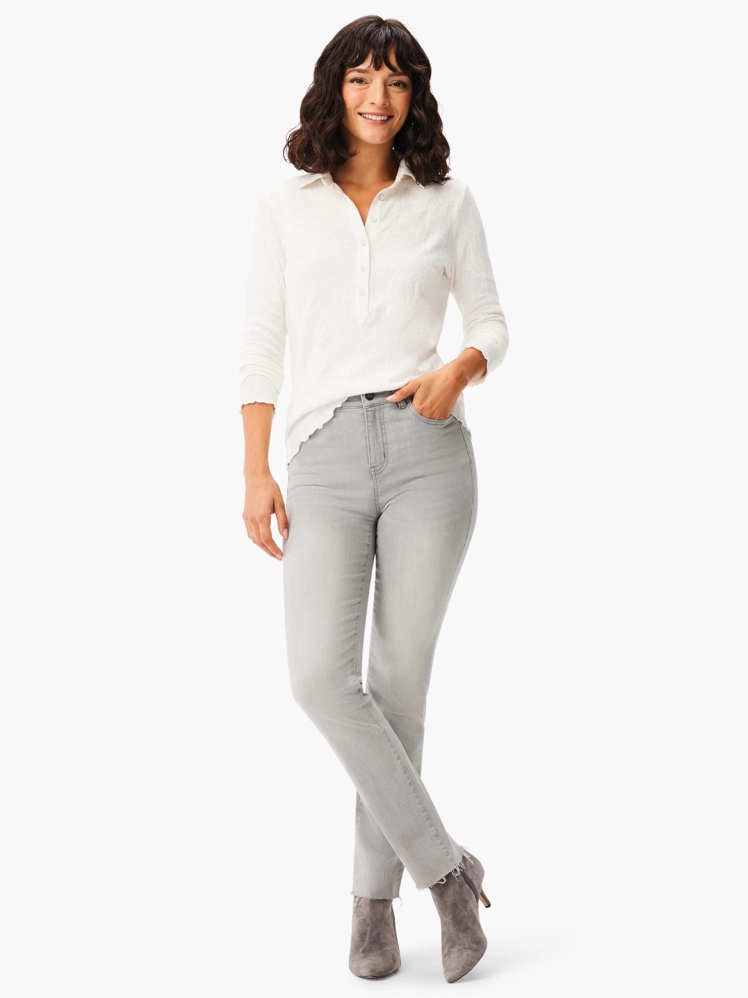 Lace Knit Collared Top CREAM - Image 4