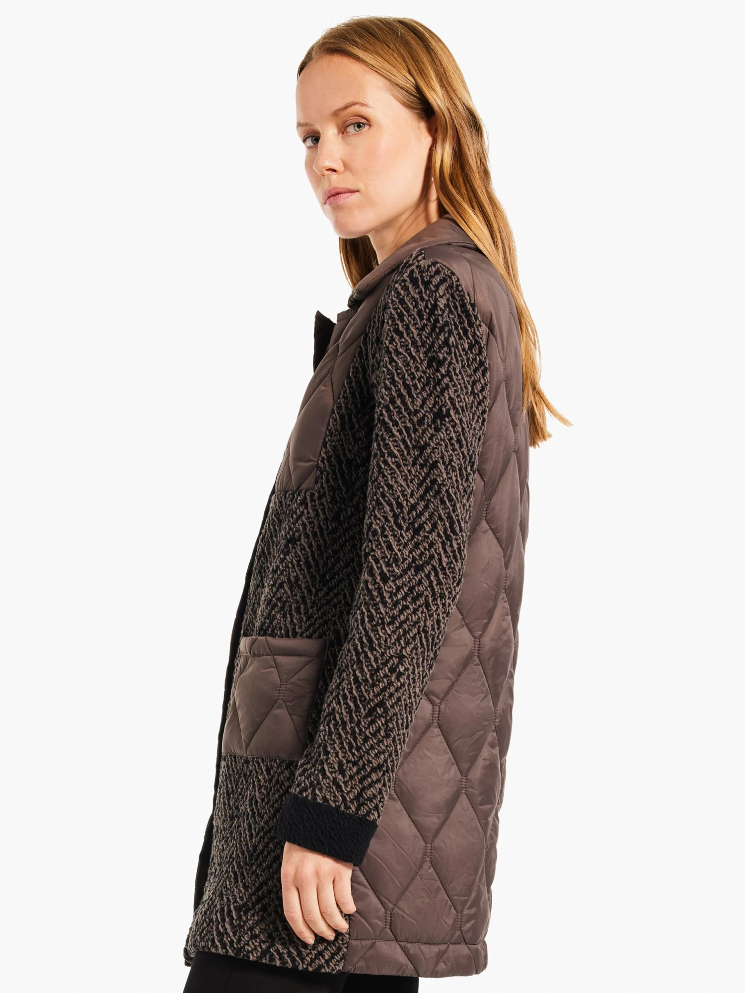Quilted Knit Coat BLACK MULTI - Image 2