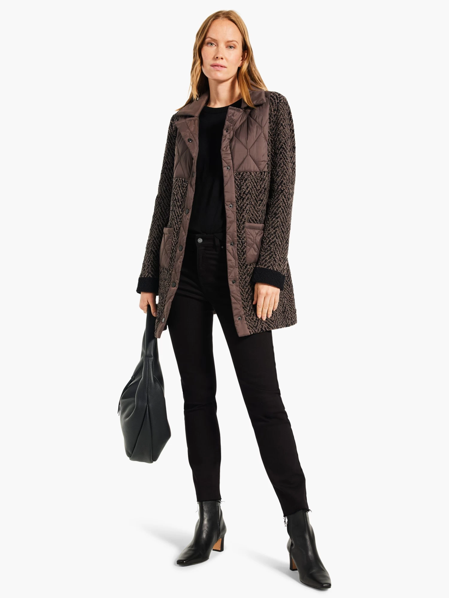 Quilted Knit Coat BLACK MULTI - Image 5