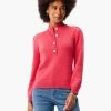 Button Henley Sweater PINK MIX